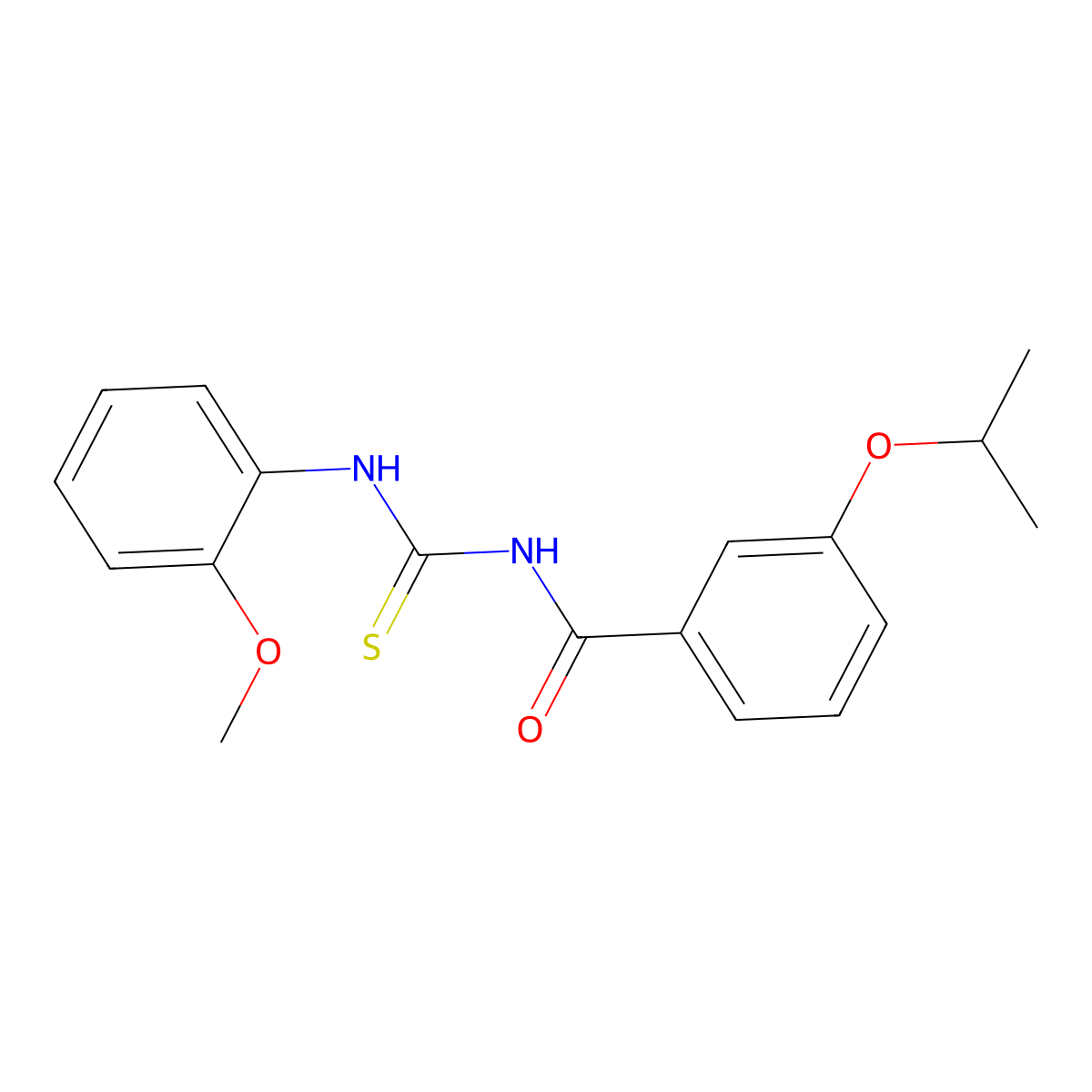 N-(3-isopropoxybenzoyl)-N'-(2-methoxyphenyl)thiourea molecular structure, CAS 428467-07-6