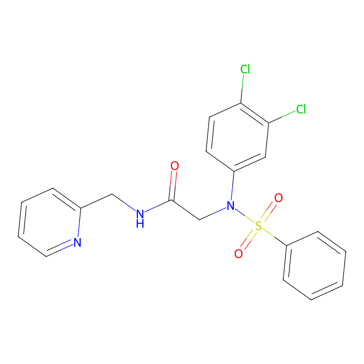 2-[N-(benzenesulfonyl)-3,4-dichloroanilino]-N-(pyridin-2-ylmethyl)acetamide molecular structure, CAS 428467-18-9