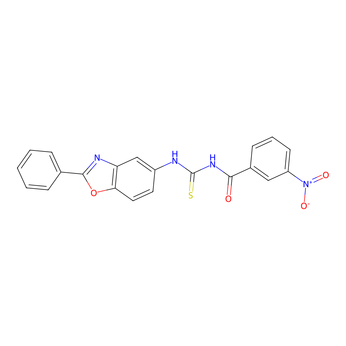 3-nitro-N-[(2-phenyl-1,3-benzoxazol-5-yl)carbamothioyl]benzamide molecular structure, CAS 428467-22-5