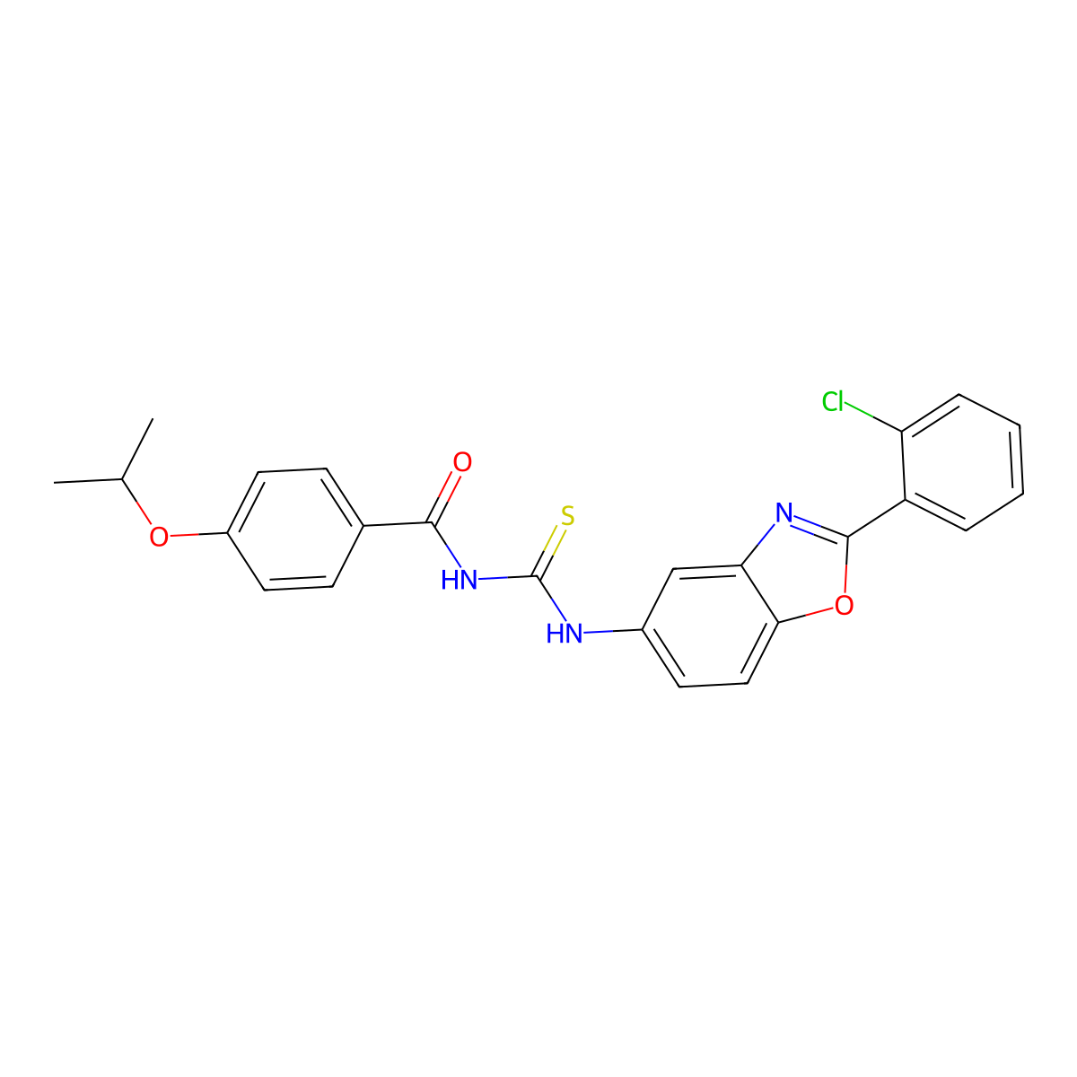 N-[[2-(2-chlorophenyl)-1,3-benzoxazol-5-yl]carbamothioyl]-4-propan-2-yloxybenzamide molecular structure, CAS 428467-23-6