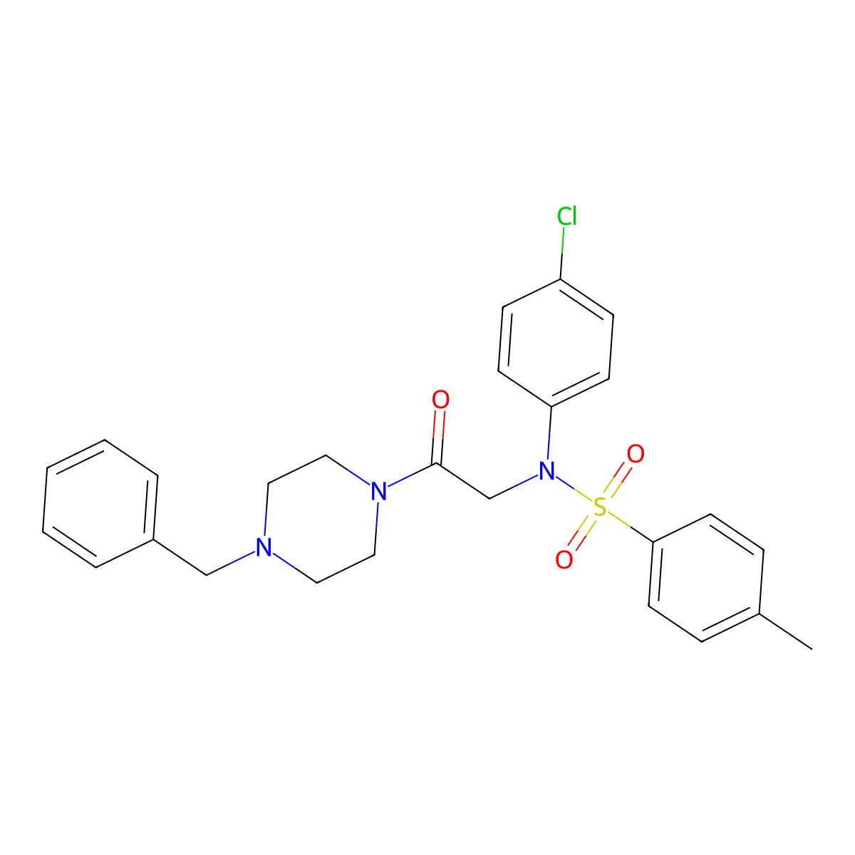 N-[2-(4-benzylpiperazin-1-yl)-2-oxoethyl]-N-(4-chlorophenyl)-4-methylbenzenesulfonamide molecular structure, CAS 428467-32-7