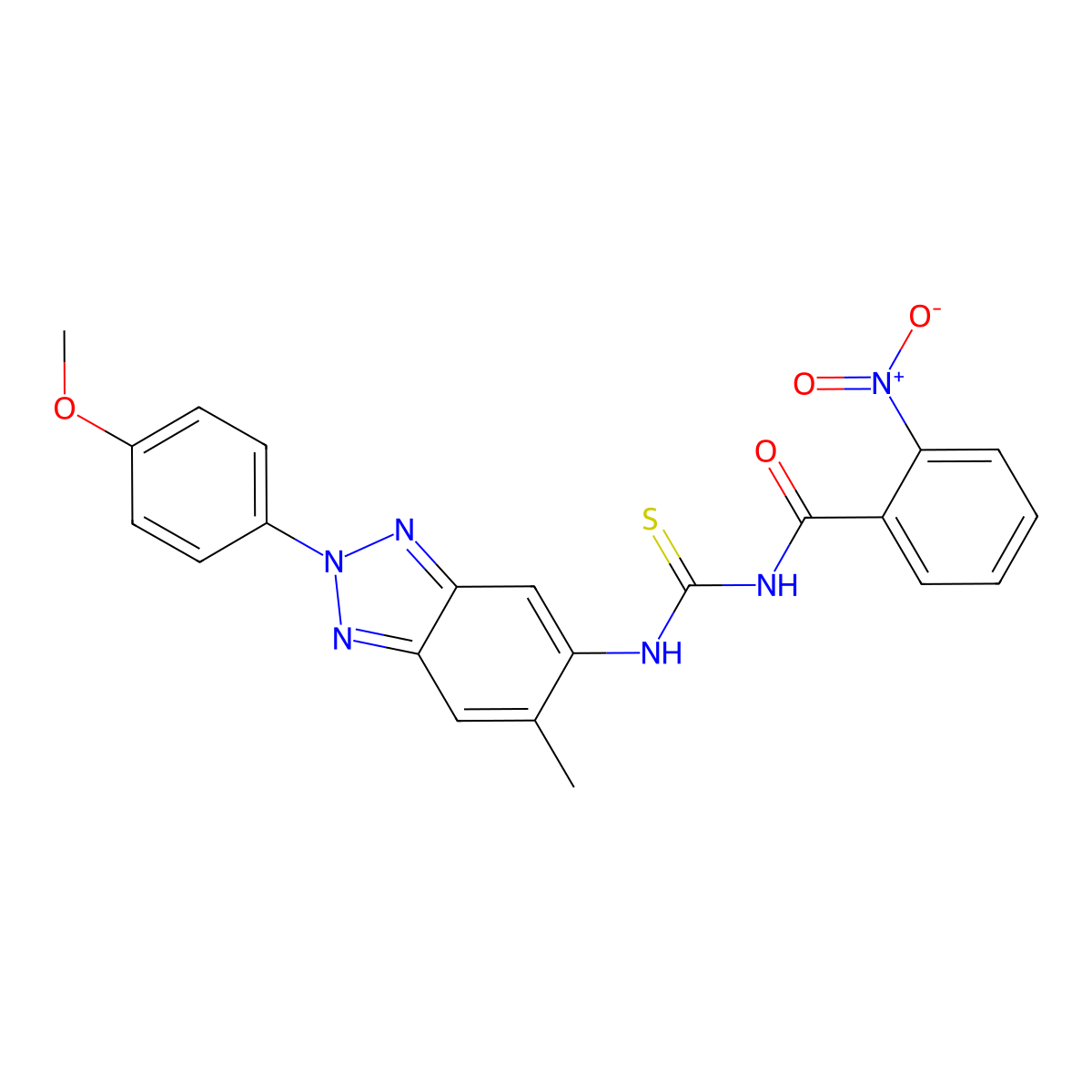 N-[[2-(4-methoxyphenyl)-6-methylbenzotriazol-5-yl]carbamothioyl]-2-nitrobenzamide molecular structure, CAS 428467-66-7
