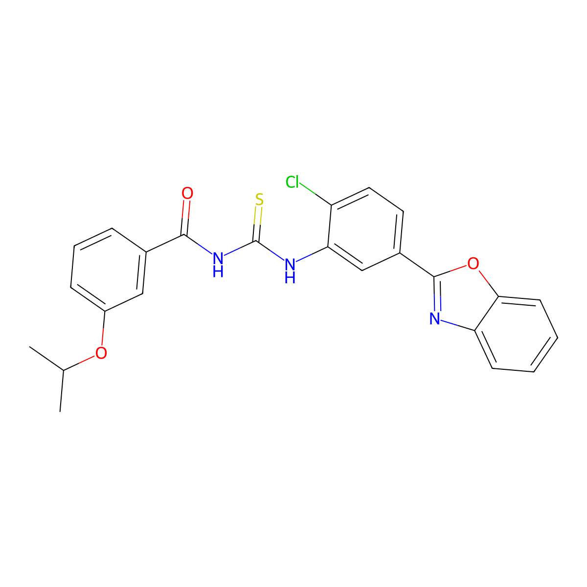 N-[[5-(1,3-benzoxazol-2-yl)-2-chlorophenyl]carbamothioyl]-3-propan-2-yloxybenzamide molecular structure, CAS 428467-79-2