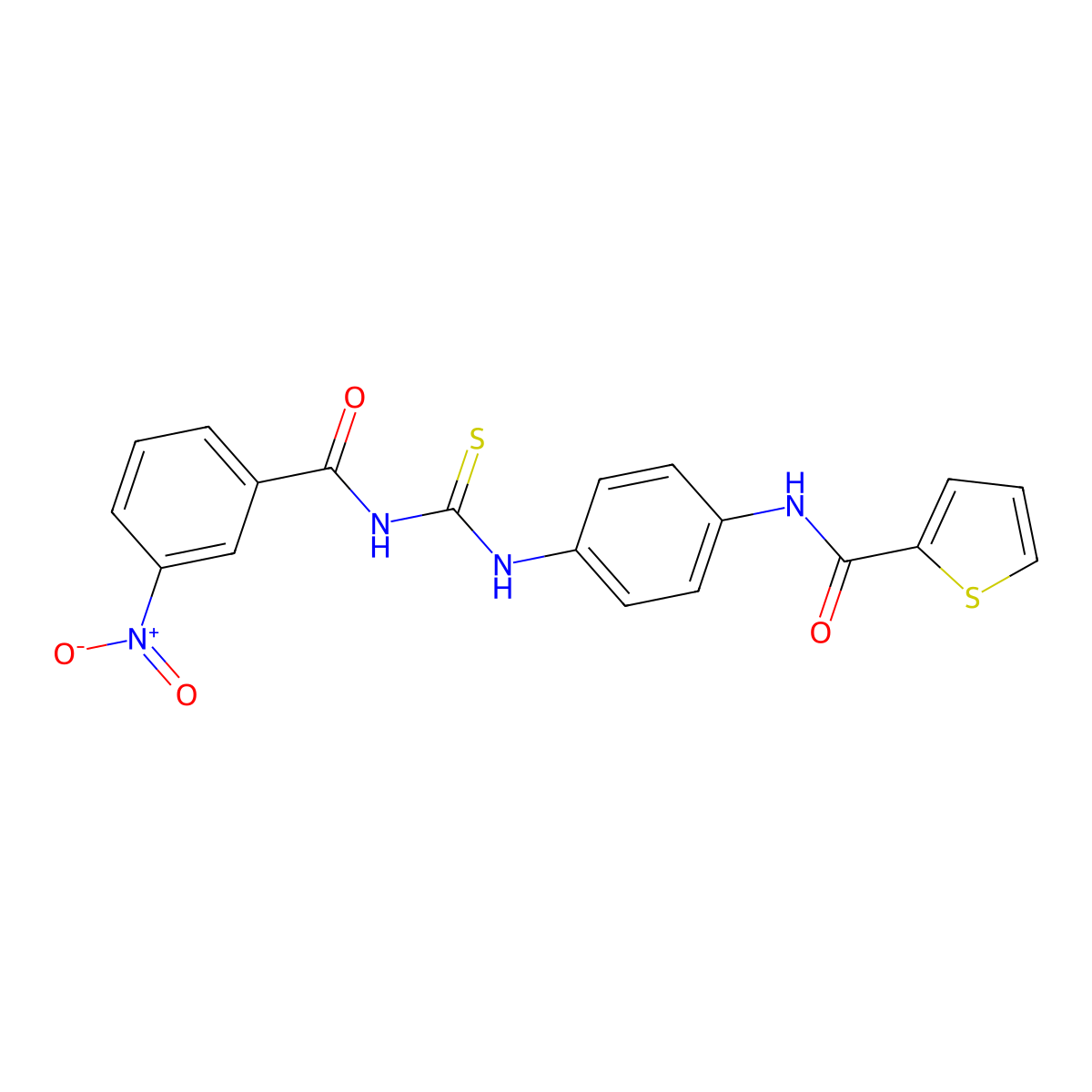 N-[4-[(3-nitrobenzoyl)carbamothioylamino]phenyl]thiophene-2-carboxamide molecular structure, CAS 428467-81-6