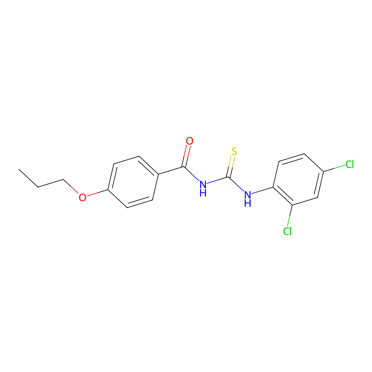 N-[(2,4-dichlorophenyl)carbamothioyl]-4-propoxybenzamide molecular structure, CAS 428467-89-4