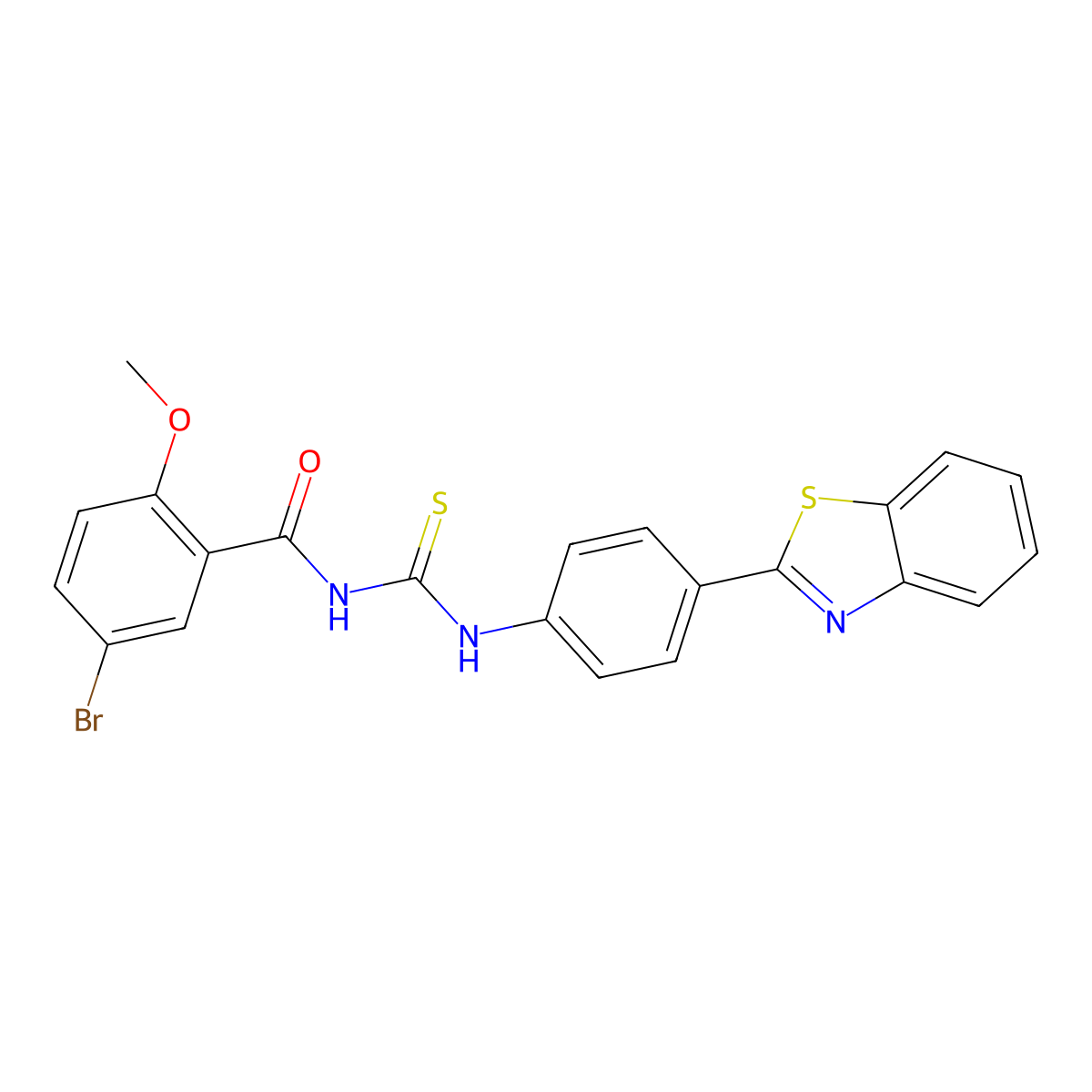 N-[[4-(1,3-benzothiazol-2-yl)phenyl]carbamothioyl]-5-bromo-2-methoxybenzamide molecular structure, CAS 428467-91-8