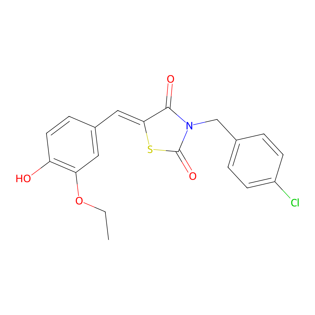 3-[(4-Chlorophenyl)methyl]-5-[(3-ethoxy-4-hydroxyphenyl)methylidene]-1,3-thiazolidine-2,4-dione molecular structure, CAS 428467-93-0