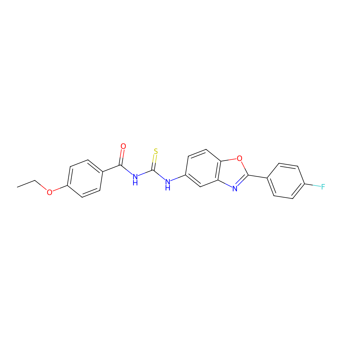 4-ethoxy-N-[[2-(4-fluorophenyl)-1,3-benzoxazol-5-yl]carbamothioyl]benzamide molecular structure, CAS 428467-95-2