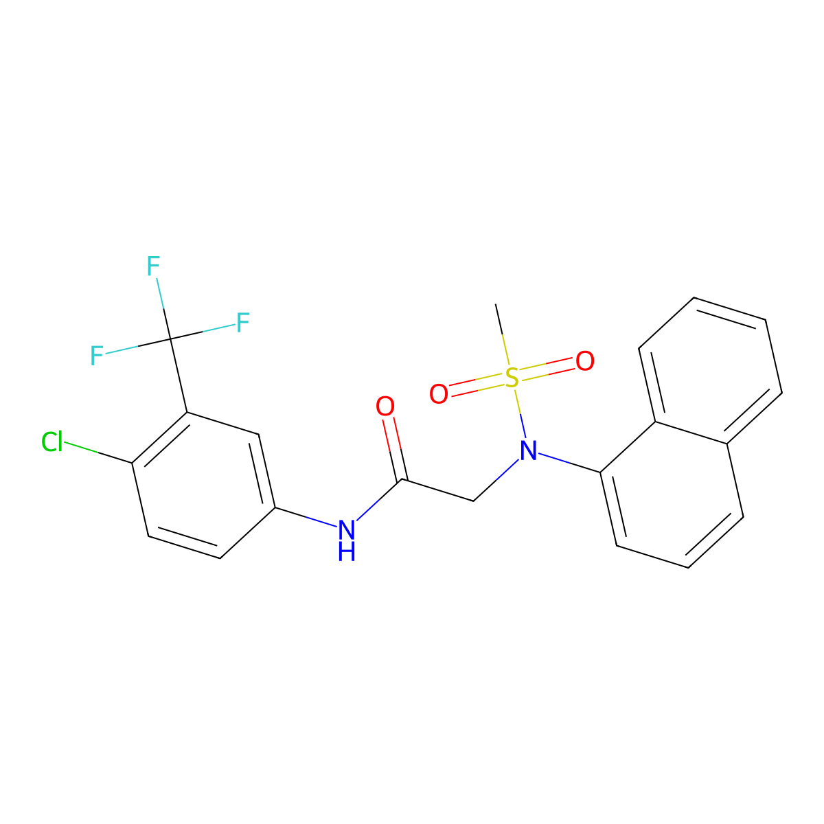 N-[4-chloro-3-(trifluoromethyl)phenyl]-2-[methylsulfonyl(naphthalen-1-yl)amino]acetamide molecular structure, CAS 428468-03-5