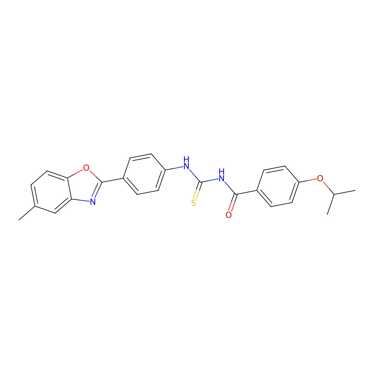 N-[[4-(5-methyl-1,3-benzoxazol-2-yl)phenyl]carbamothioyl]-4-propan-2-yloxybenzamide molecular structure, CAS 428468-14-8