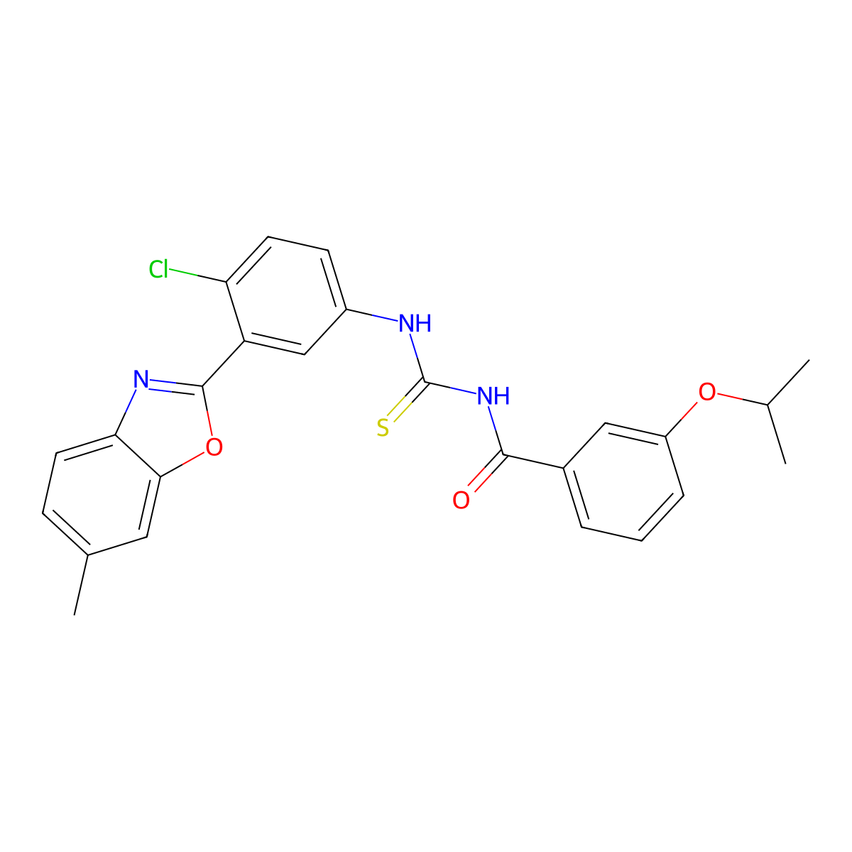 N-[[4-chloro-3-(6-methyl-1,3-benzoxazol-2-yl)phenyl]carbamothioyl]-3-propan-2-yloxybenzamide molecular structure, CAS 428468-24-0