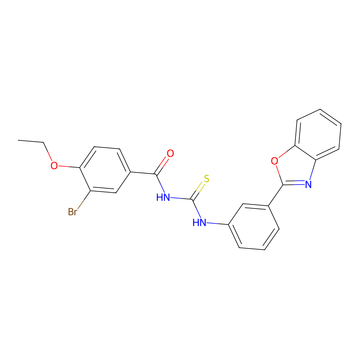 N-[[3-(1,3-benzoxazol-2-yl)phenyl]carbamothioyl]-3-bromo-4-ethoxybenzamide molecular structure, CAS 428468-28-4