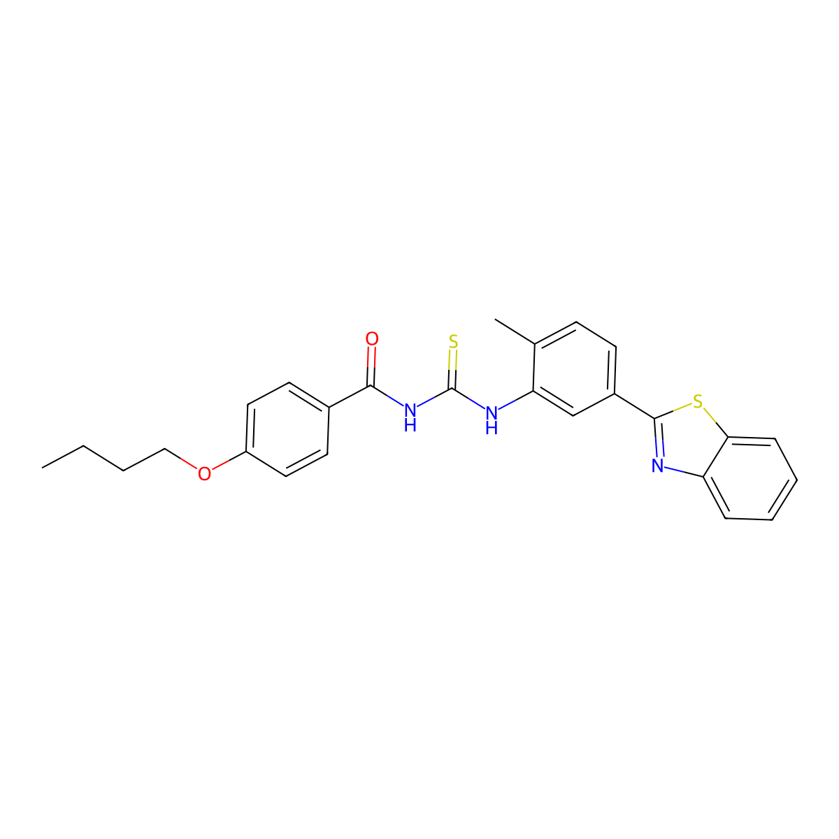N-{[5-(1,3-benzothiazol-2-yl)-2-methylphenyl]carbamothioyl}-4-butoxybenzamide molecular structure, CAS 428468-35-3