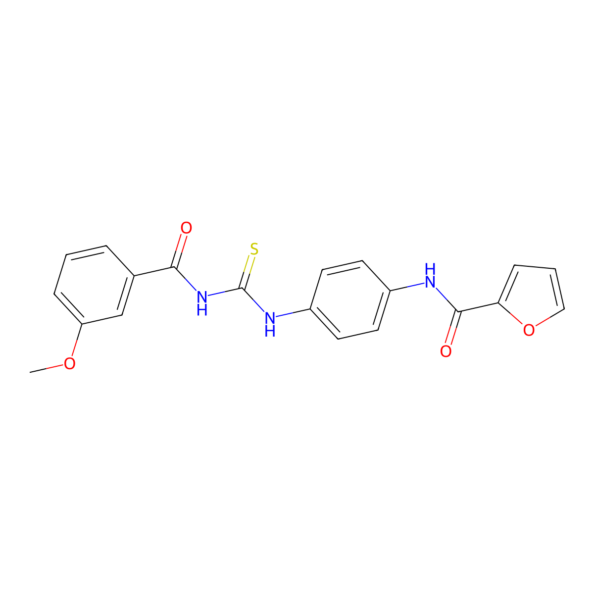 N-[4-[(3-methoxybenzoyl)carbamothioylamino]phenyl]furan-2-carboxamide molecular structure, CAS 428468-70-6