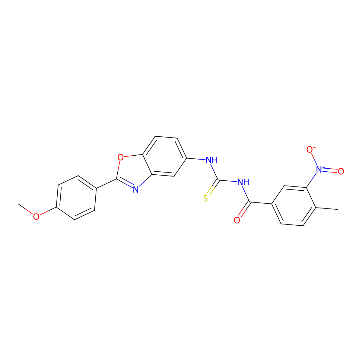N-[[2-(4-methoxyphenyl)-1,3-benzoxazol-5-yl]carbamothioyl]-4-methyl-3-nitrobenzamide molecular structure, CAS 428468-99-9
