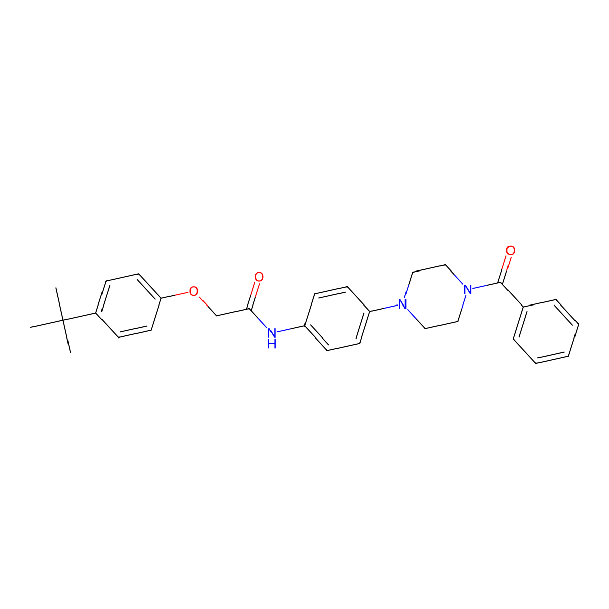 N-[4-(4-benzoylpiperazin-1-yl)phenyl]-2-(4-tert-butylphenoxy)acetamide molecular structure, CAS 428469-10-7