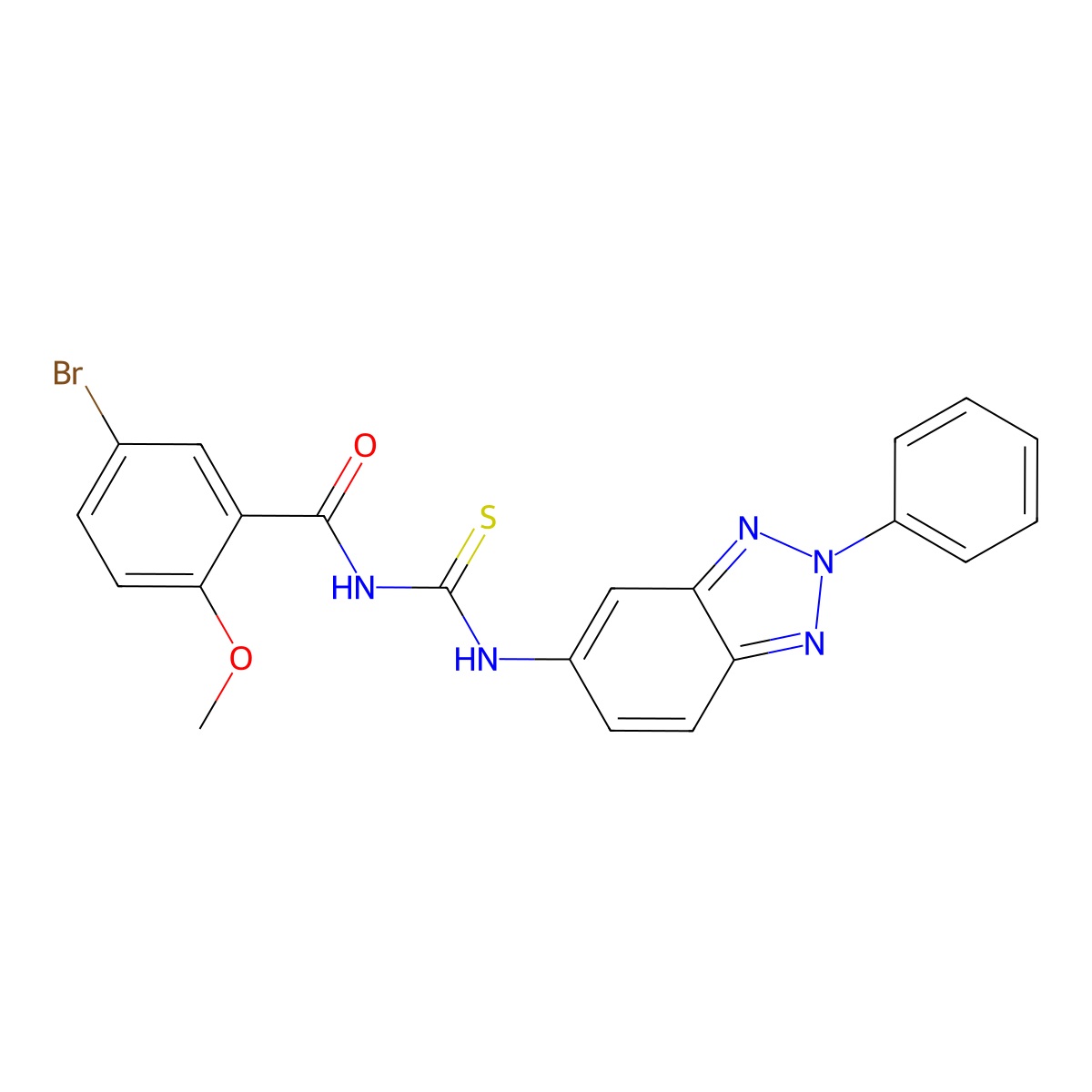 5-bromo-2-methoxy-N-[(2-phenylbenzotriazol-5-yl)carbamothioyl]benzamide molecular structure, CAS 428469-15-2