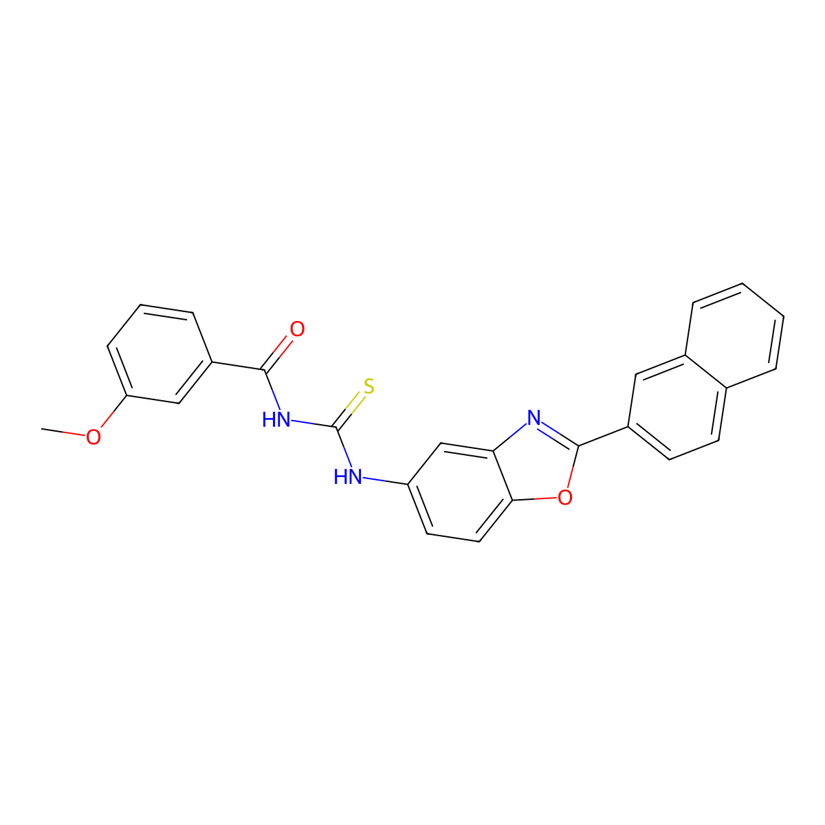 3-methoxy-N-[(2-naphthalen-2-yl-1,3-benzoxazol-5-yl)carbamothioyl]benzamide molecular structure, CAS 428469-21-0