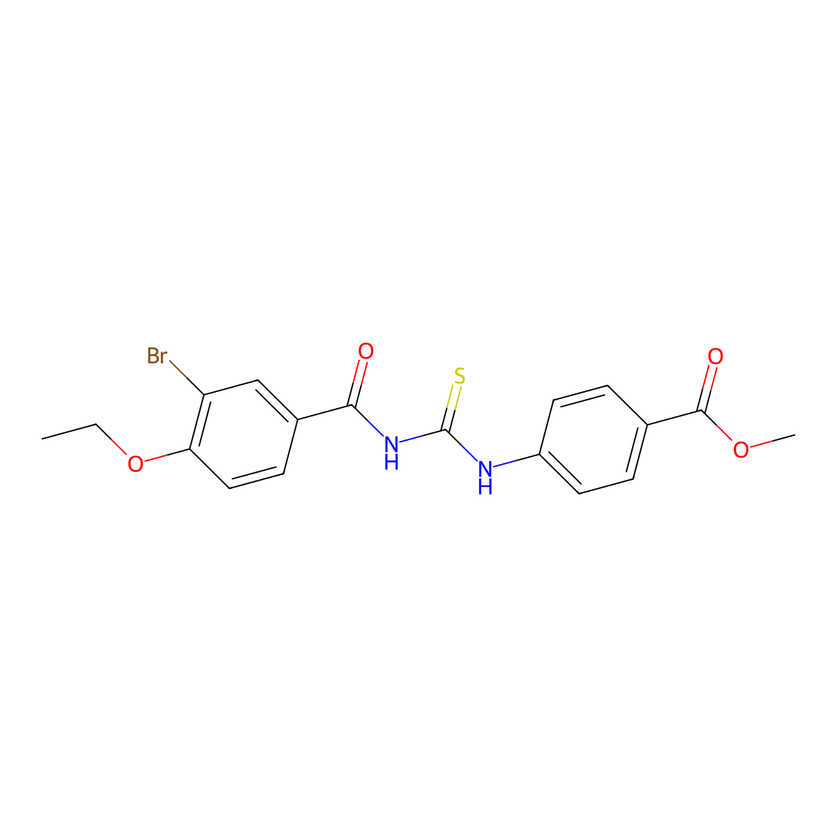 Methyl 4-({[(3-bromo-4-ethoxyphenyl)carbonyl]carbamothioyl}amino)benzoate molecular structure, CAS 428469-23-2
