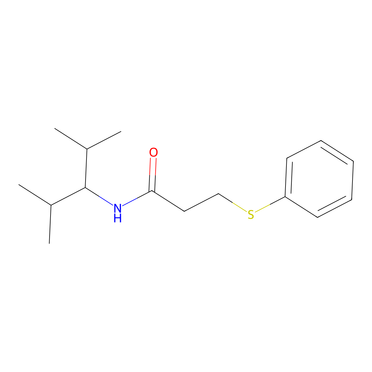 N-(2,4-dimethylpentan-3-yl)-3-phenylsulfanylpropanamide molecular structure, CAS 428469-28-7