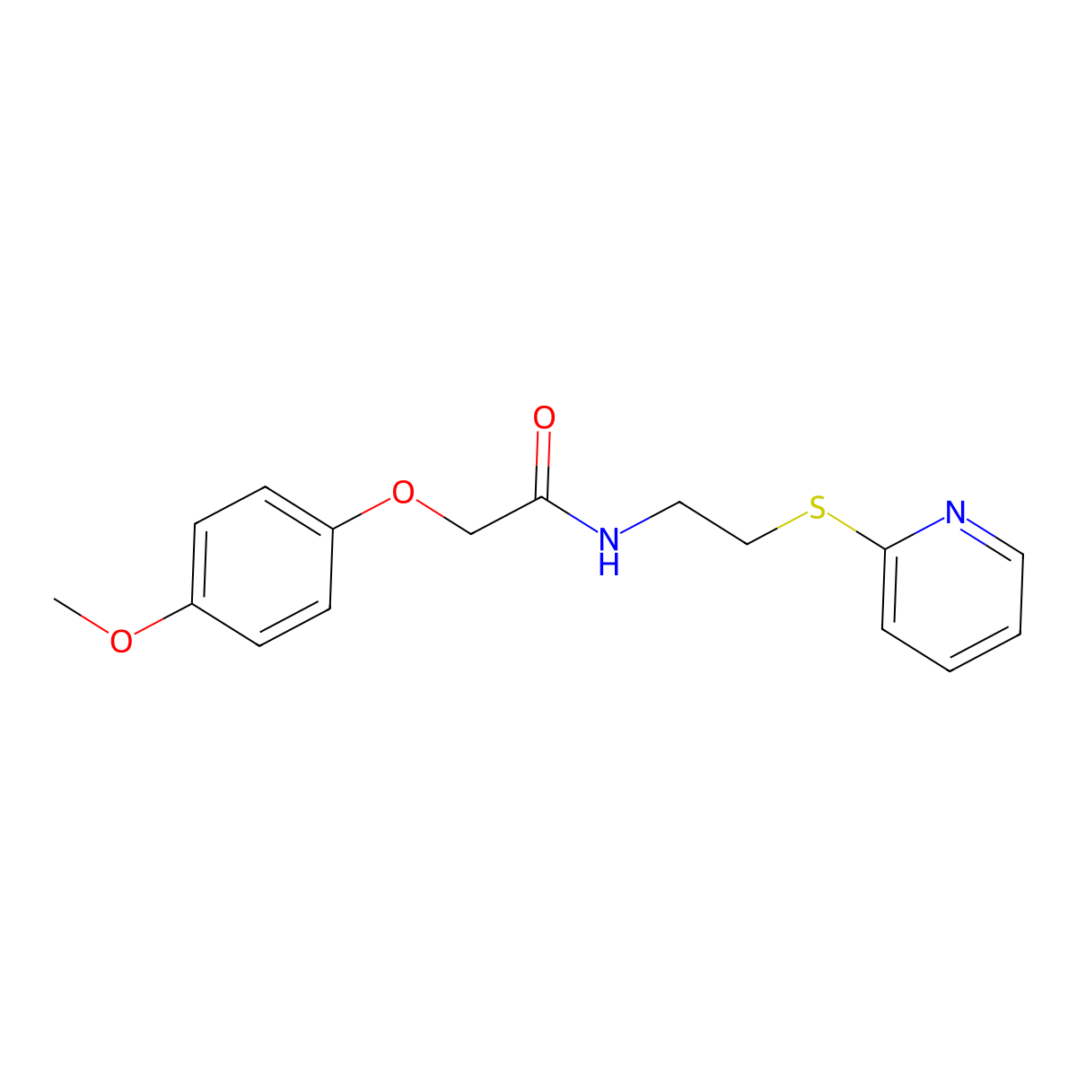 2-(4-Methoxyphenoxy)-N-[2-(2-pyridinylthio)ethyl]acetamide molecular structure, CAS 428469-38-9
