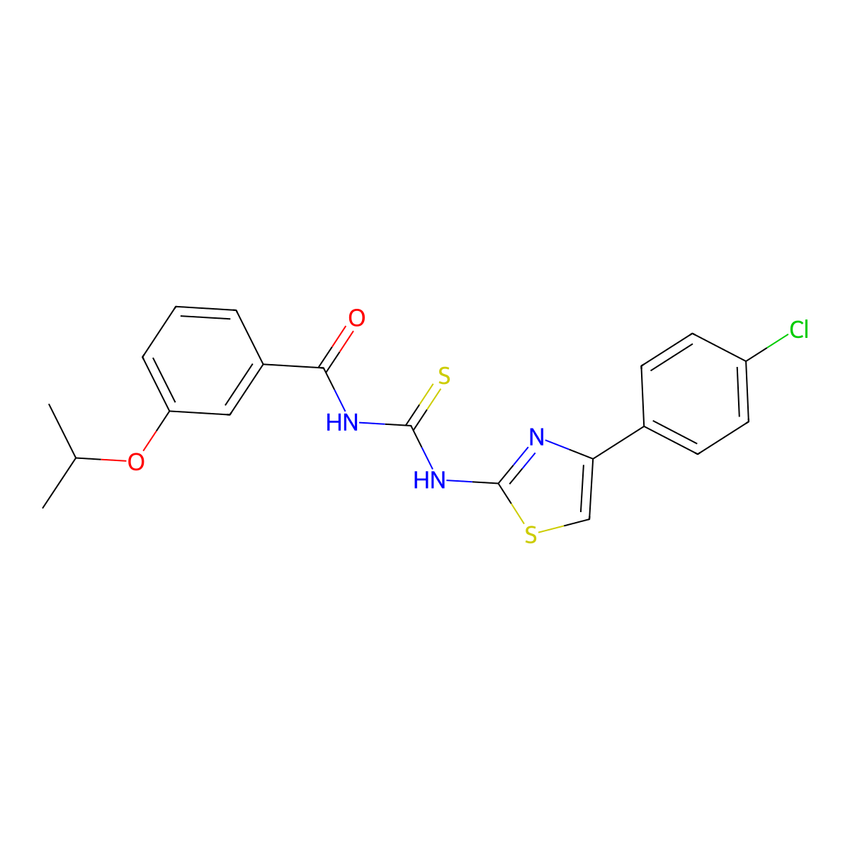 N-[[4-(4-chlorophenyl)-1,3-thiazol-2-yl]carbamothioyl]-3-propan-2-yloxybenzamide molecular structure, CAS 428469-63-0