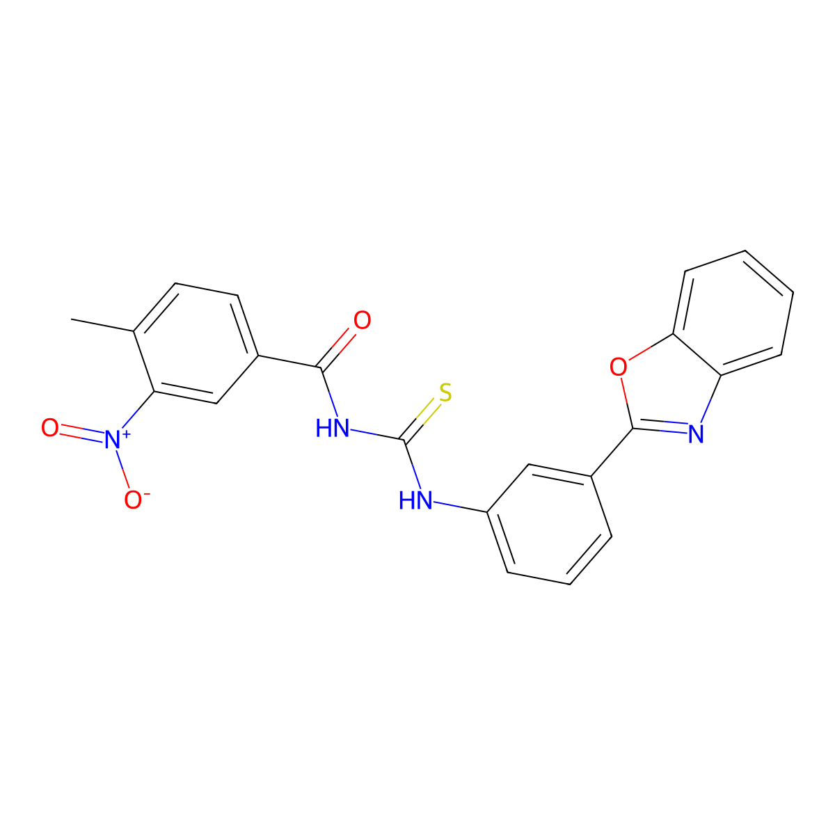N-[[3-(1,3-benzoxazol-2-yl)phenyl]carbamothioyl]-4-methyl-3-nitrobenzamide molecular structure, CAS 428470-29-5