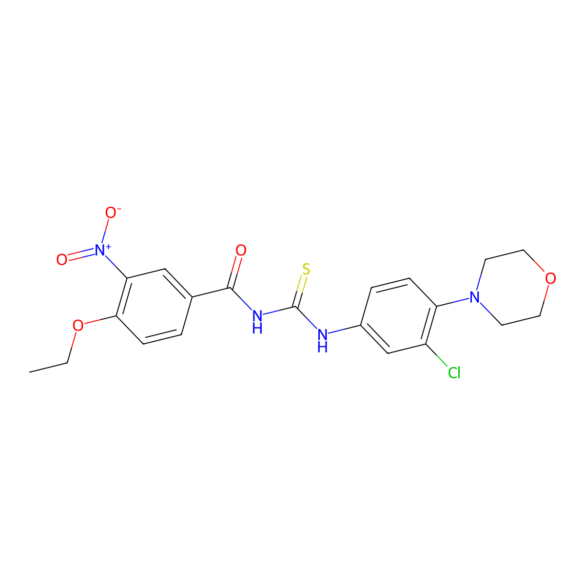 N-[(3-chloro-4-morpholin-4-ylphenyl)carbamothioyl]-4-ethoxy-3-nitrobenzamide molecular structure, CAS 428470-45-5