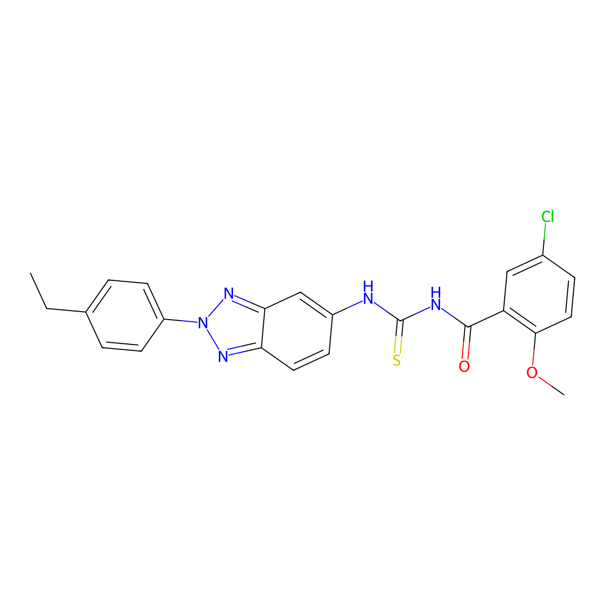 5-chloro-N-[[2-(4-ethylphenyl)benzotriazol-5-yl]carbamothioyl]-2-methoxybenzamide molecular structure, CAS 428470-60-4