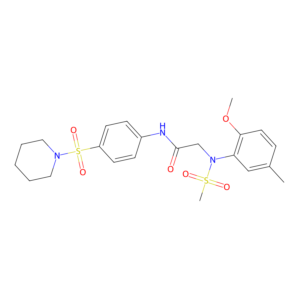 2-(2-methoxy-5-methyl-N-methylsulfonylanilino)-N-(4-piperidin-1-ylsulfonylphenyl)acetamide molecular structure, CAS 428470-86-4