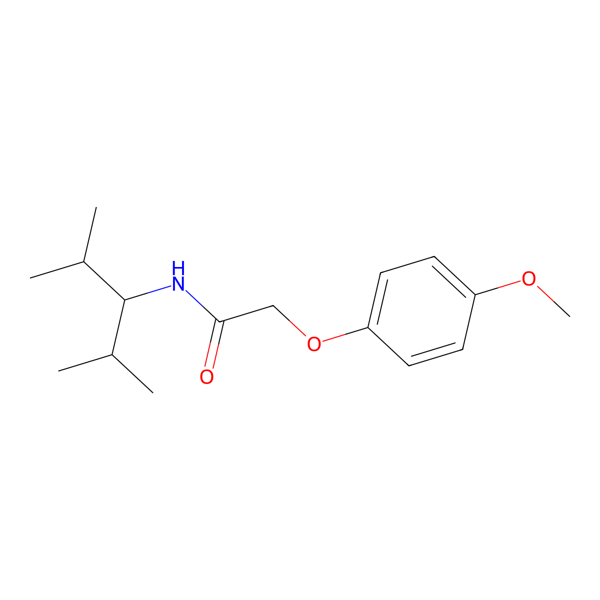 N-(2,4-dimethylpentan-3-yl)-2-(4-methoxyphenoxy)acetamide molecular structure, CAS 428471-11-8