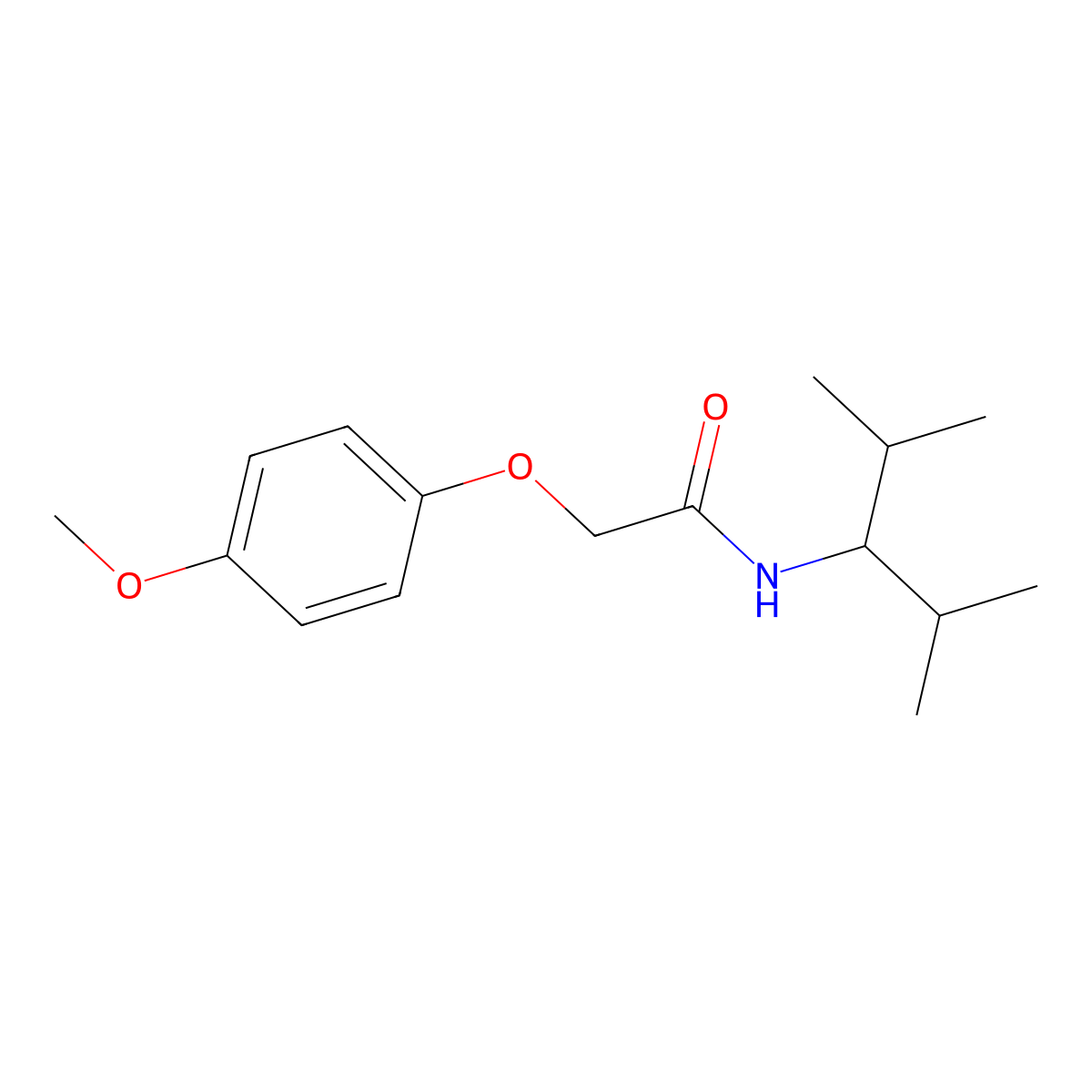 N-(2,4-dimethylpentan-3-yl)-2-(4-methoxyphenoxy)acetamide molecular structure, CAS 428471-11-8