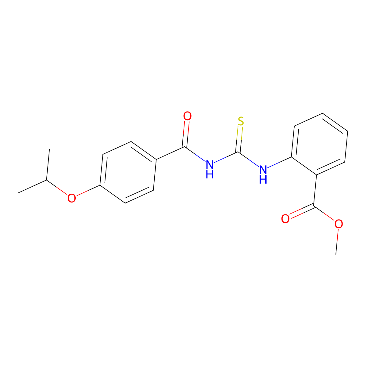 Methyl 2-[(4-propan-2-yloxybenzoyl)carbamothioylamino]benzoate molecular structure, CAS 428471-49-2