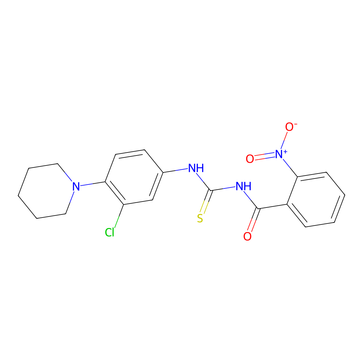 N-[(3-chloro-4-piperidin-1-ylphenyl)carbamothioyl]-2-nitrobenzamide molecular structure, CAS 428471-52-7