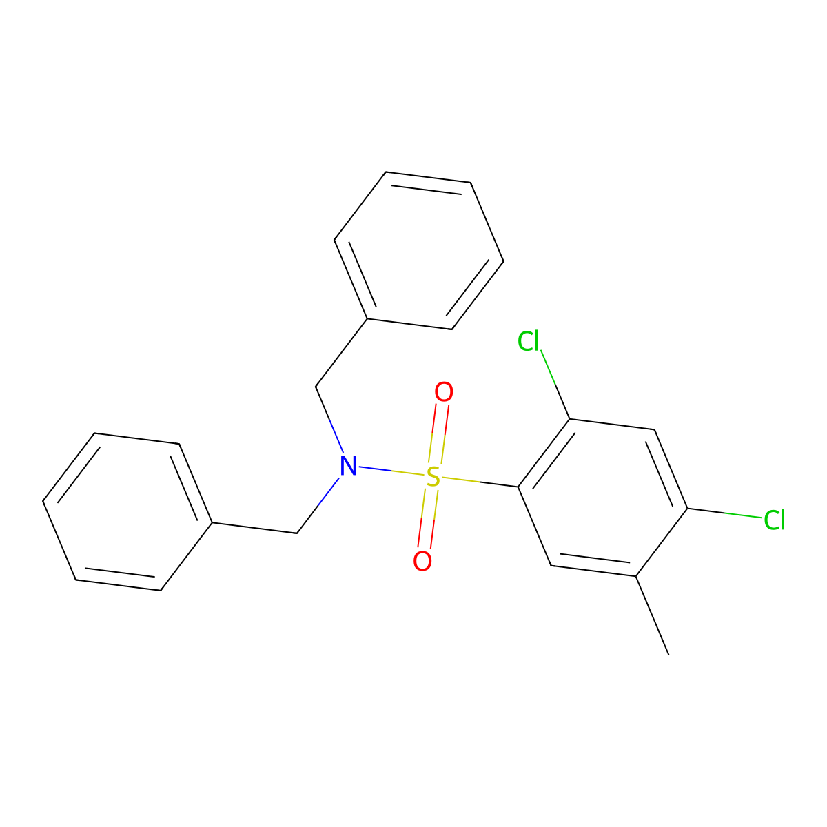N,N-dibenzyl-2,4-dichloro-5-methylbenzene-1-sulfonamide molecular structure, CAS 428471-64-1