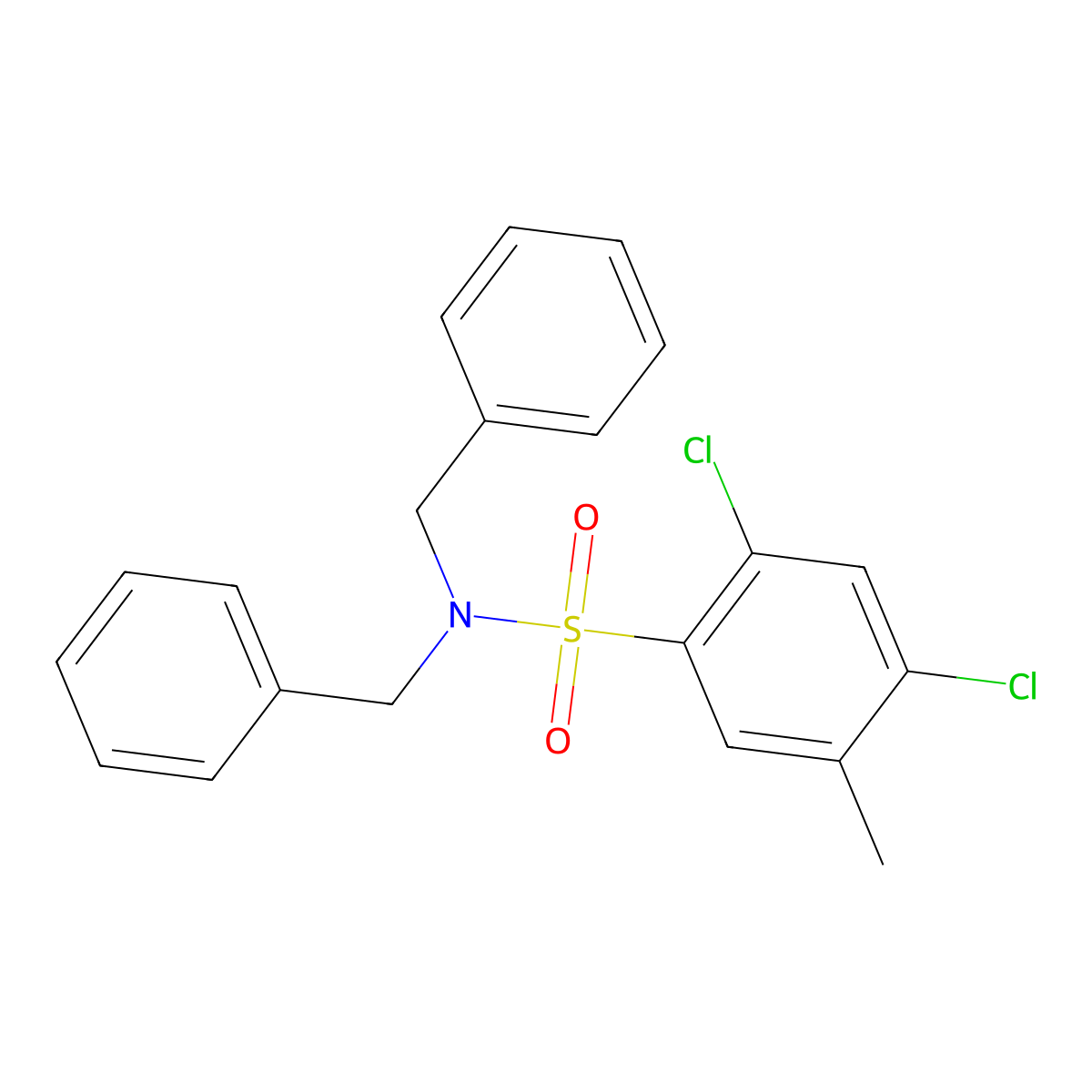 N,N-dibenzyl-2,4-dichloro-5-methylbenzene-1-sulfonamide molecular structure, CAS 428471-64-1