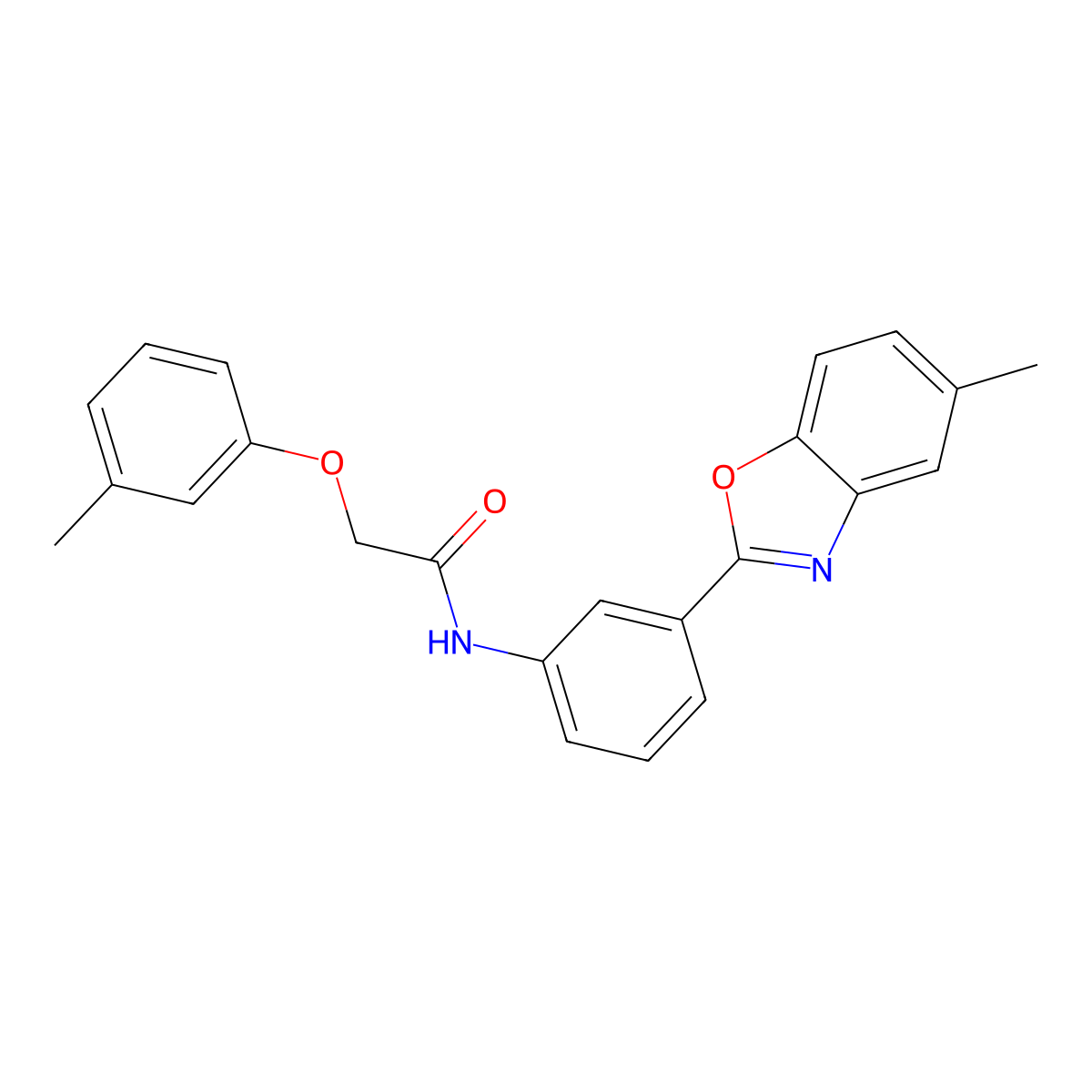 N-[3-(5-methyl-1,3-benzoxazol-2-yl)phenyl]-2-(3-methylphenoxy)acetamide molecular structure, CAS 428472-04-2