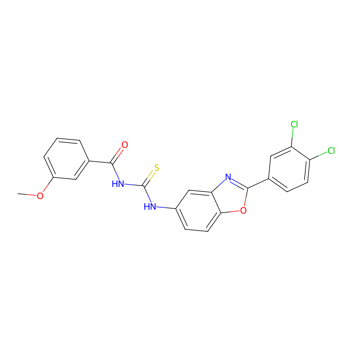 N-[[2-(3,4-dichlorophenyl)-1,3-benzoxazol-5-yl]carbamothioyl]-3-methoxybenzamide molecular structure, CAS 428472-05-3