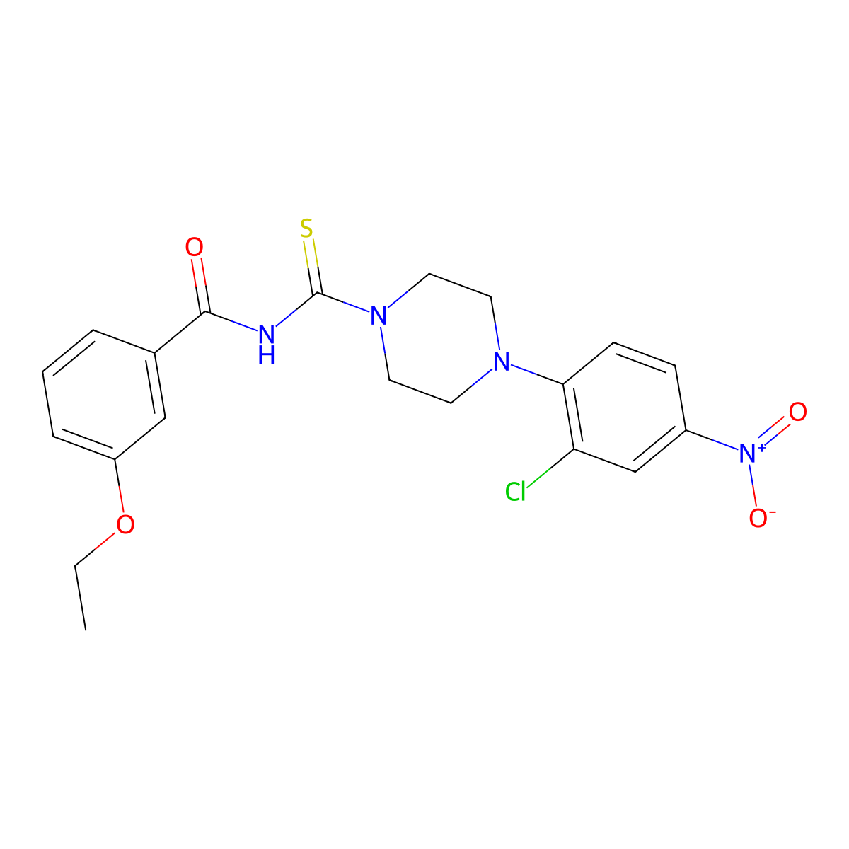 N-[4-(2-chloro-4-nitrophenyl)piperazine-1-carbothioyl]-3-ethoxybenzamide molecular structure, CAS 428472-16-6