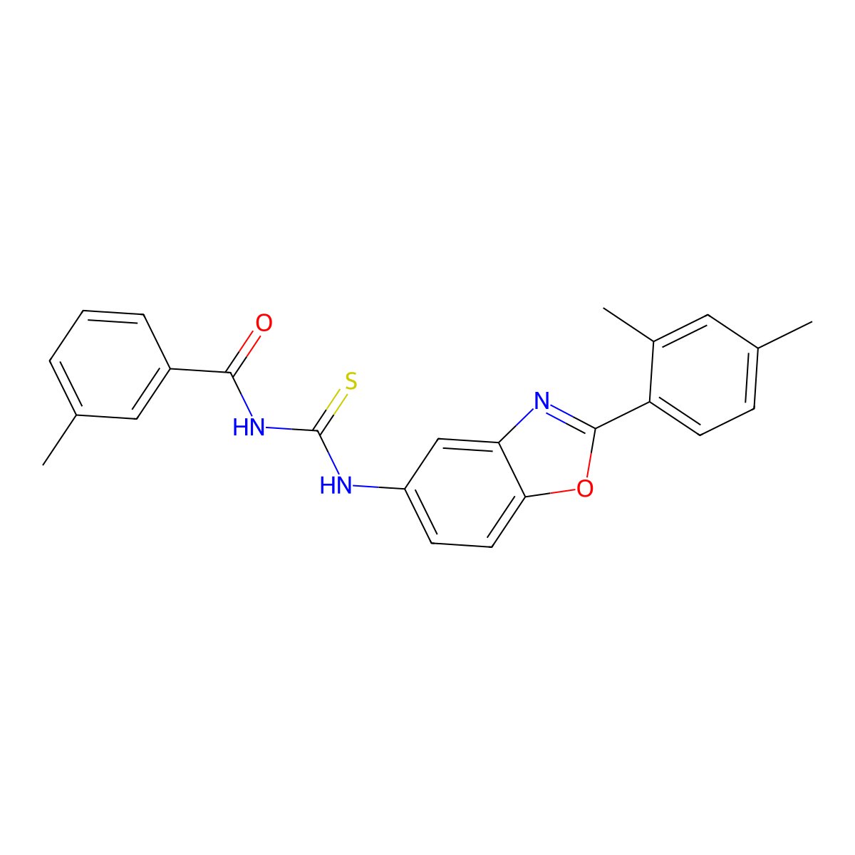 N-[[2-(2,4-dimethylphenyl)-1,3-benzoxazol-5-yl]carbamothioyl]-3-methylbenzamide molecular structure, CAS 428472-31-5