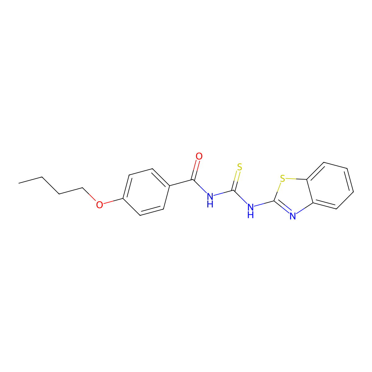 N-(1,3-benzothiazol-2-ylcarbamothioyl)-4-butoxybenzamide molecular structure, CAS 428472-32-6