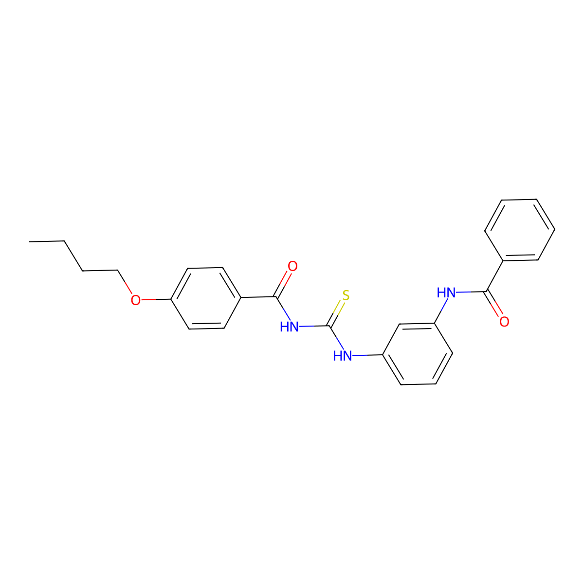 N-[(3-benzamidophenyl)carbamothioyl]-4-butoxybenzamide molecular structure, CAS 428472-35-9