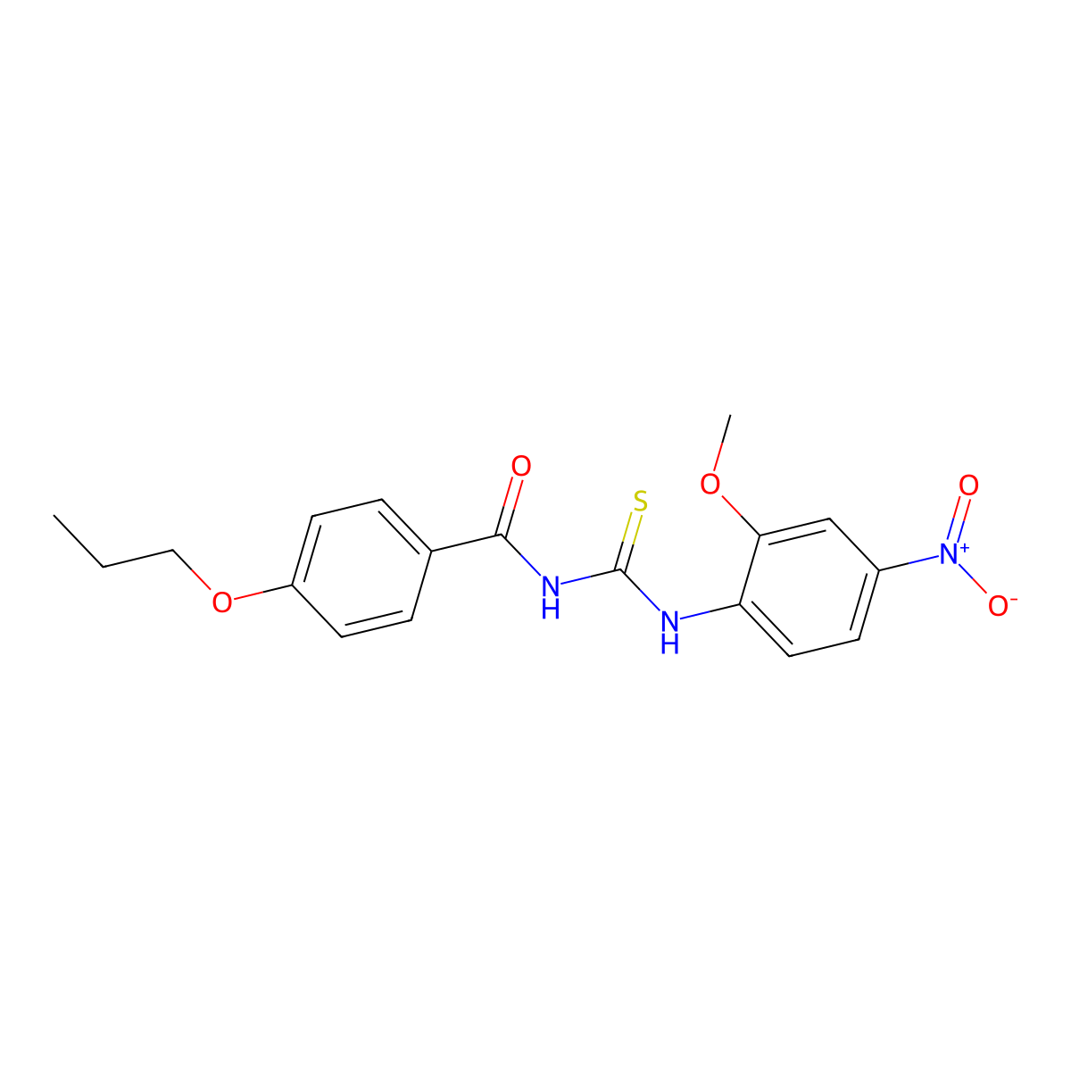 N-[(2-methoxy-4-nitrophenyl)carbamothioyl]-4-propoxybenzamide molecular structure, CAS 428472-38-2