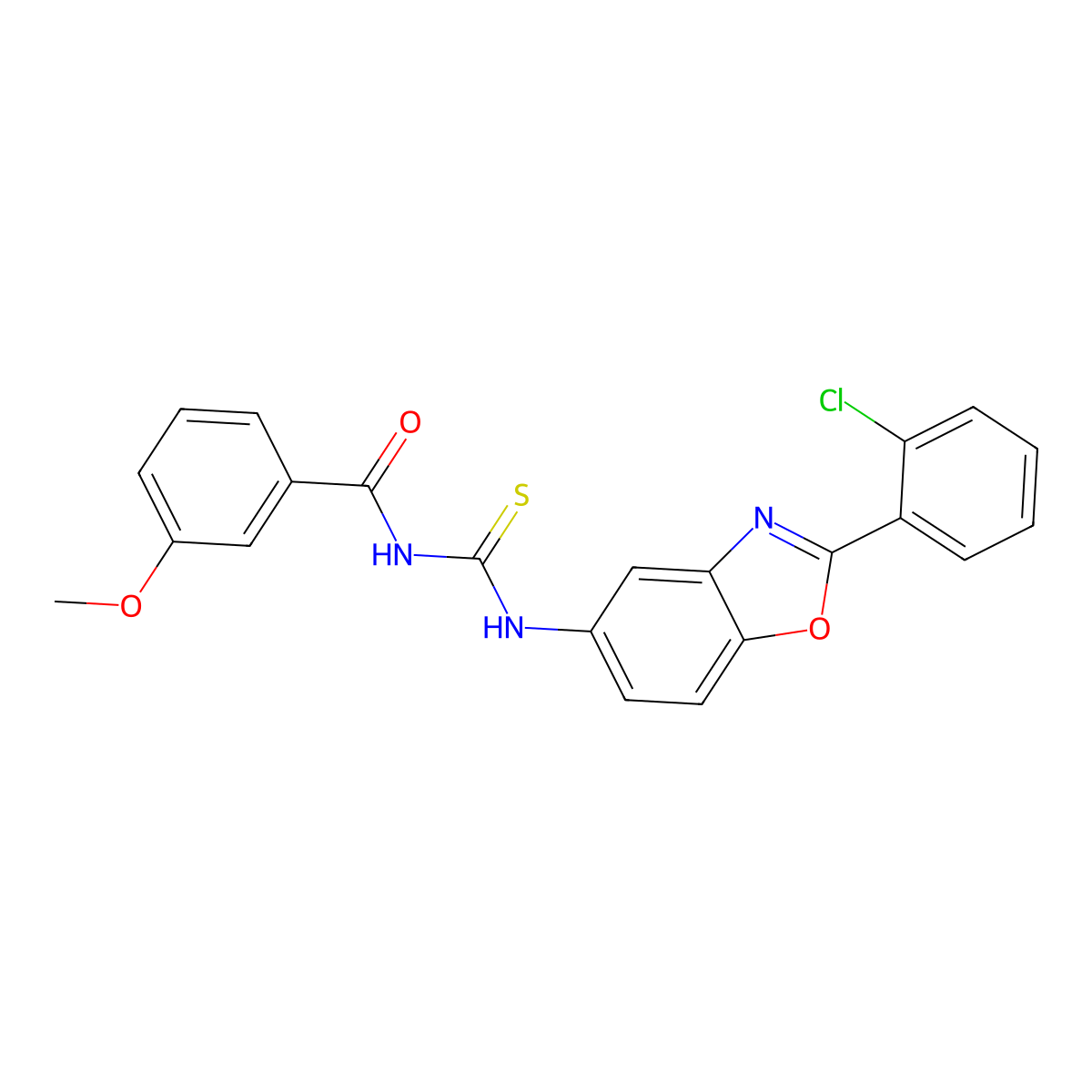 N-[[2-(2-chlorophenyl)-1,3-benzoxazol-5-yl]carbamothioyl]-3-methoxybenzamide molecular structure, CAS 428472-46-2