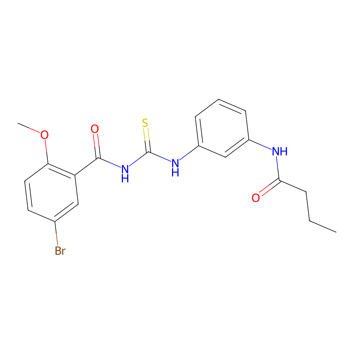 5-bromo-N-[[3-(butanoylamino)phenyl]carbamothioyl]-2-methoxybenzamide molecular structure, CAS 428472-65-5