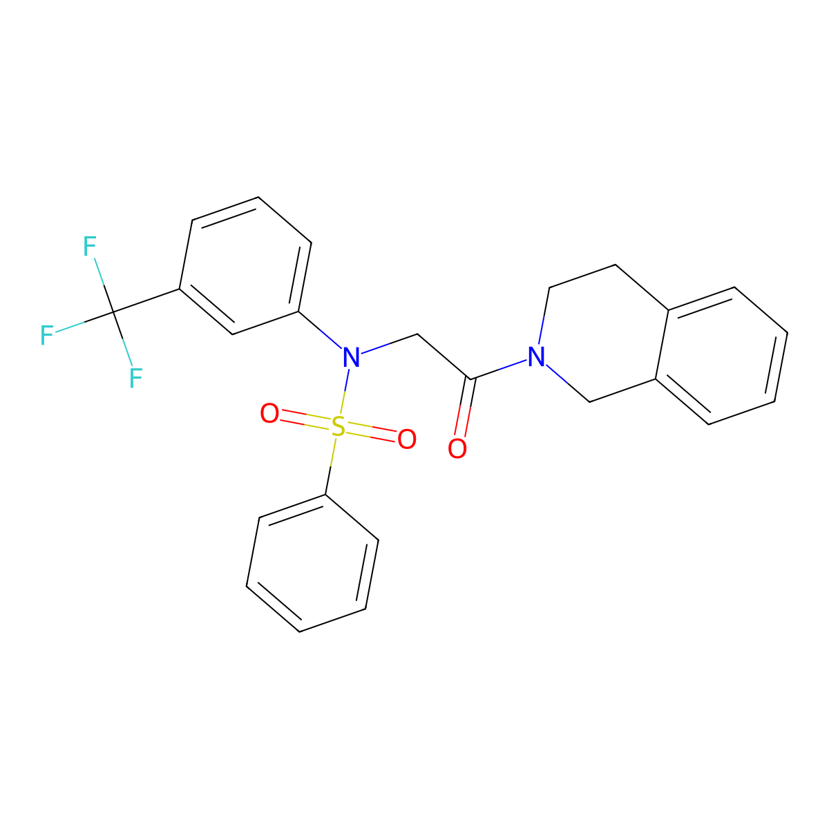 N-[2-(3,4-dihydro-1H-isoquinolin-2-yl)-2-oxoethyl]-N-[3-(trifluoromethyl)phenyl]benzenesulfonamide molecular structure, CAS 428472-69-9