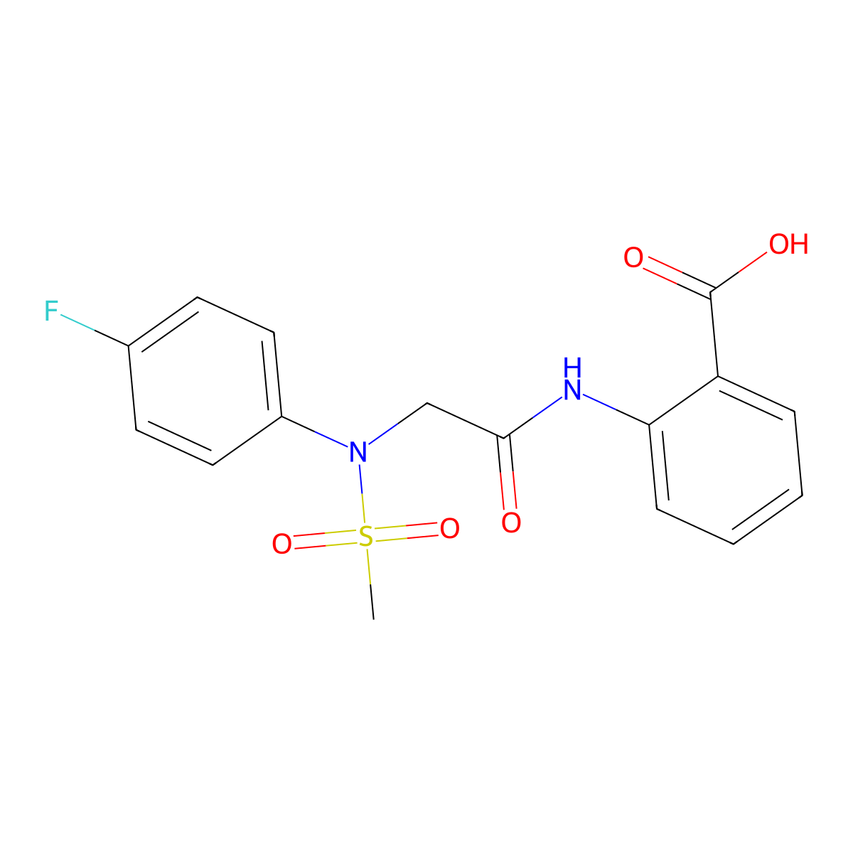 2-({[4-Fluoro(methylsulfonyl)anilino]acetyl}amino)benzoic acid molecular structure, CAS 428472-77-9