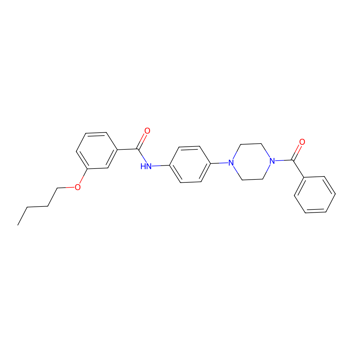 N-[4-(4-benzoylpiperazin-1-yl)phenyl]-3-butoxybenzamide molecular structure, CAS 428472-88-2