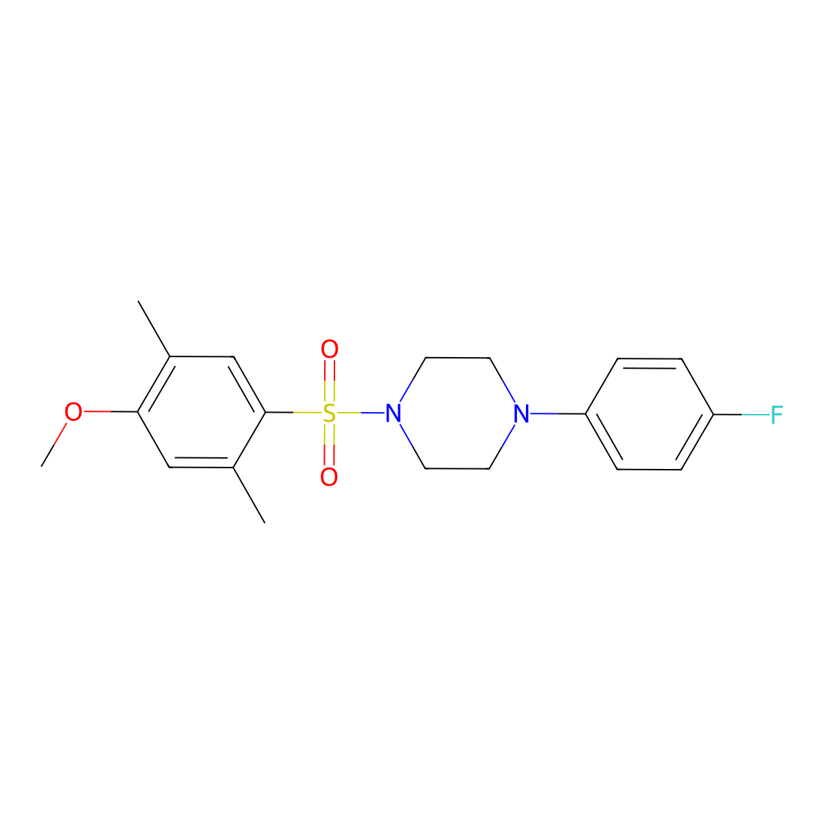 1-(4-Fluorophenyl)-4-(4-methoxy-2,5-dimethylphenyl)sulfonylpiperazine molecular structure, CAS 428472-89-3