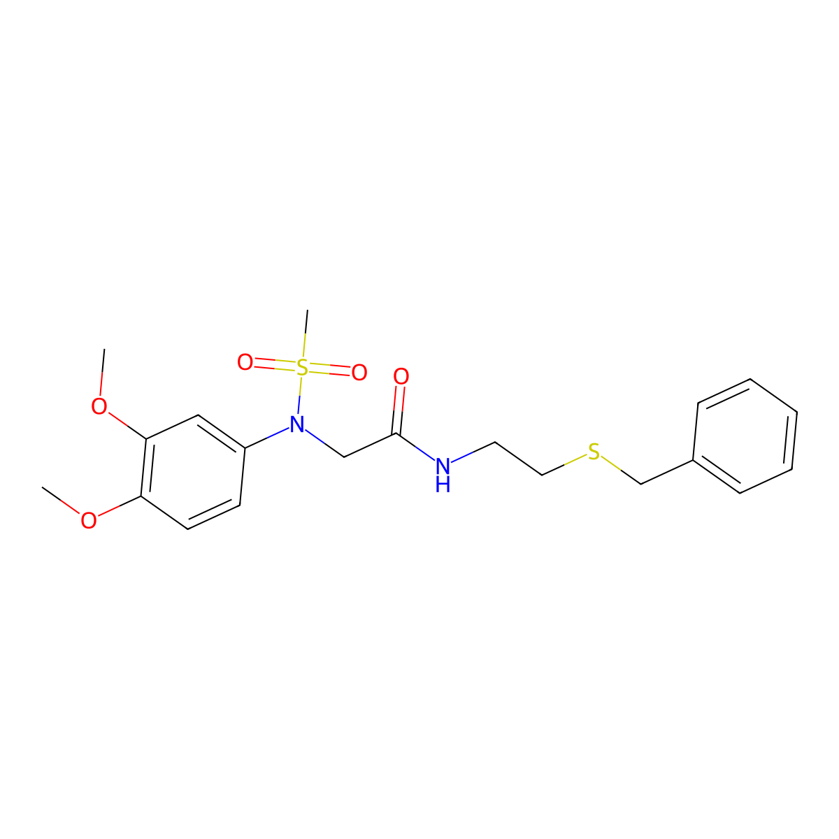 N-(2-benzylsulfanylethyl)-2-(3,4-dimethoxy-N-methylsulfonylanilino)acetamide molecular structure, CAS 428472-92-8